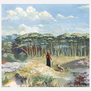 J. Coh, Spaziergängerin mit Hund