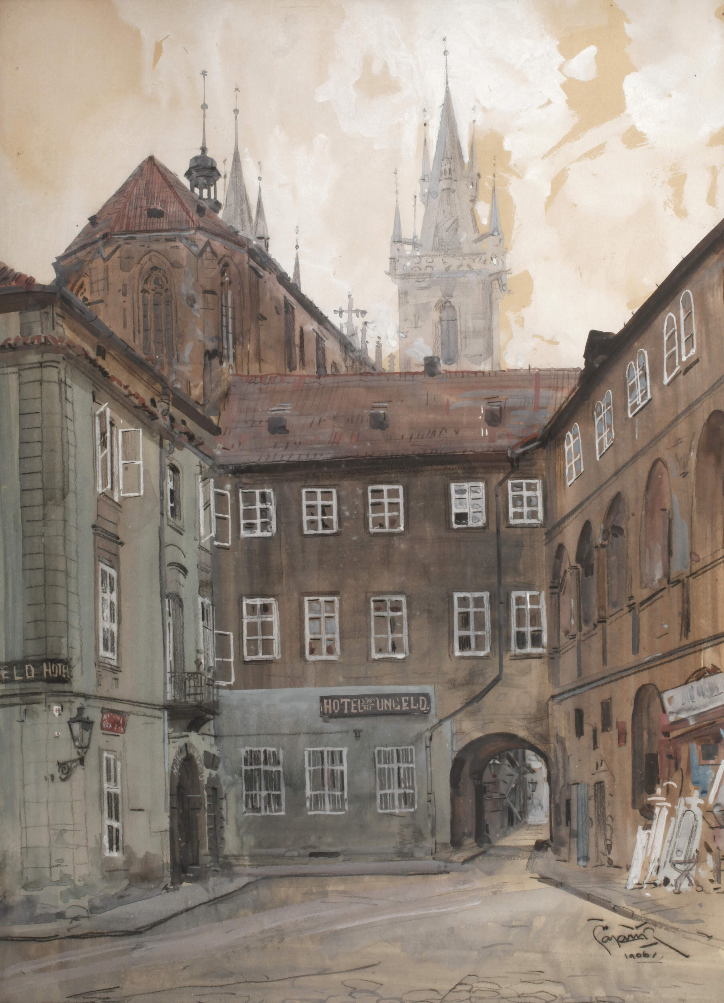 Partie in Prag mit Teynkirche