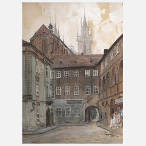 Partie in Prag mit Teynkirche