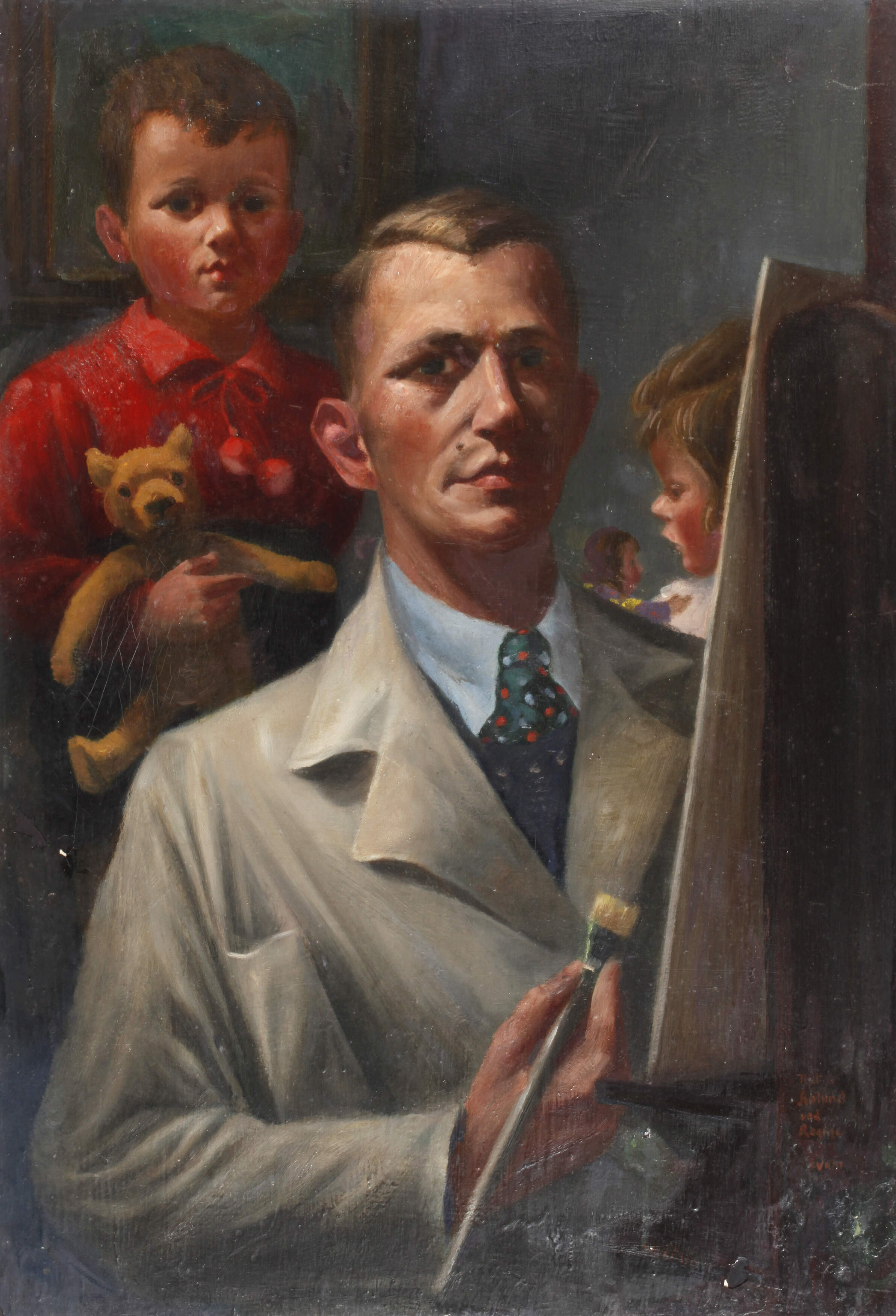 Walther Meinig, Selbstbildnis mit Kindern