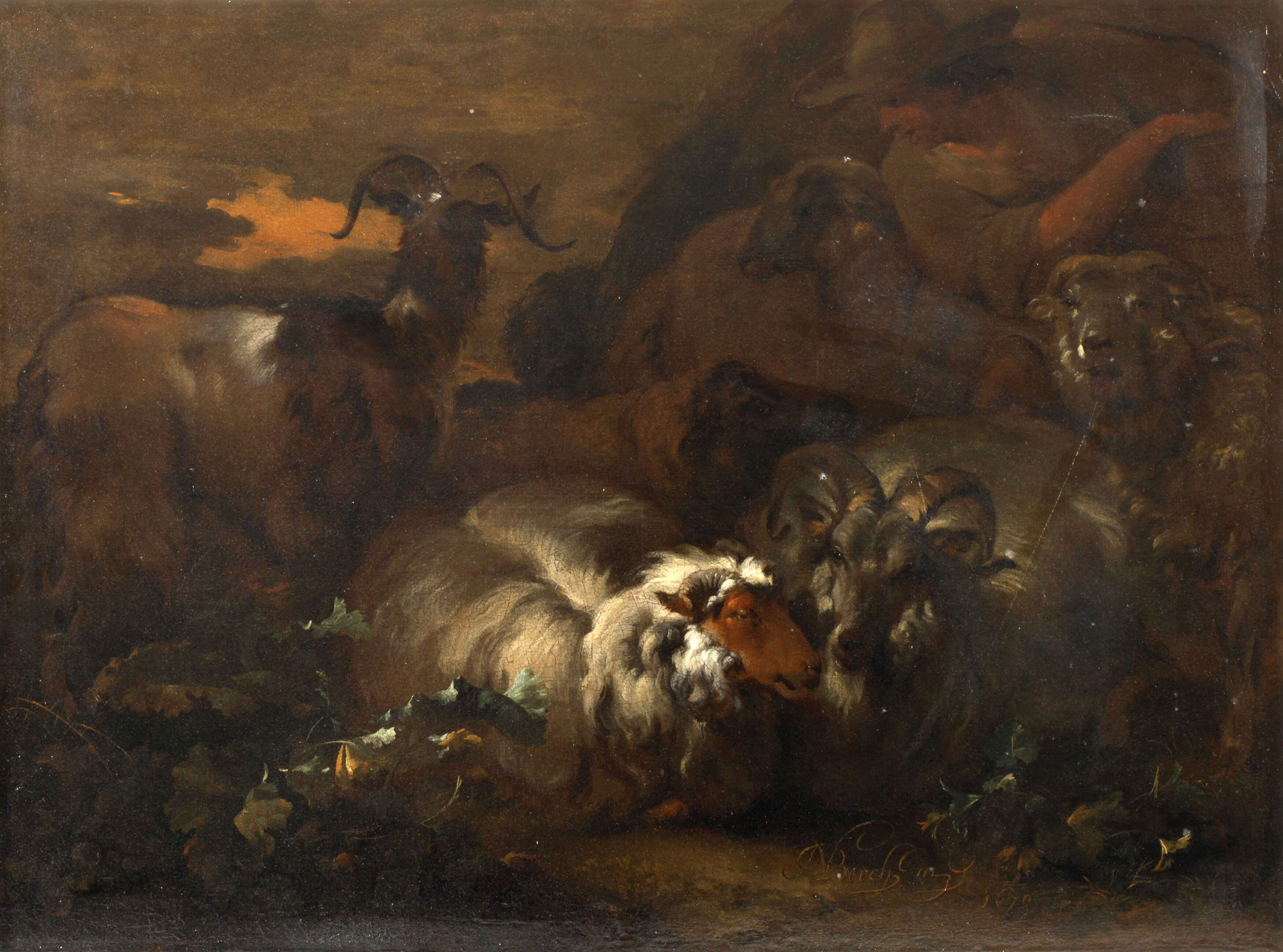 Nicolaes von Berchem, Ein Hirte mit seiner Herde