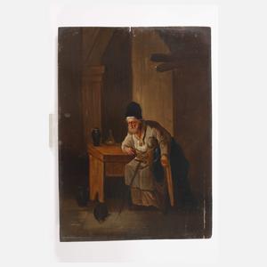 Sinnender Alter im Interieur