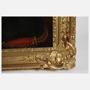 Dame mit zwei Herren beim Tric-Trac-Spiel