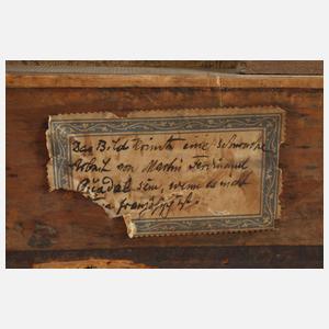 Dame mit zwei Herren beim Tric-Trac-Spiel