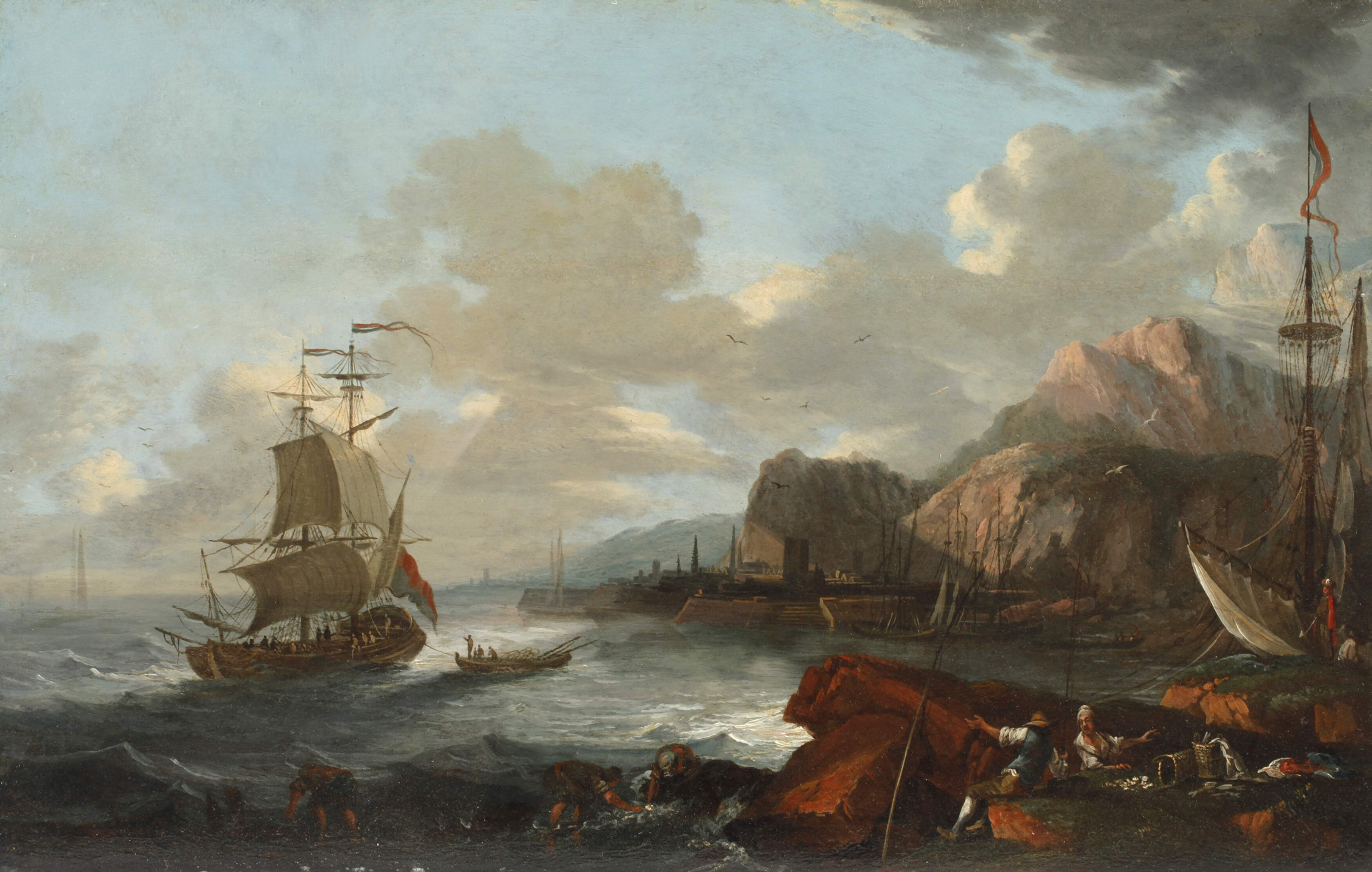 Segelschiffe an der Küste