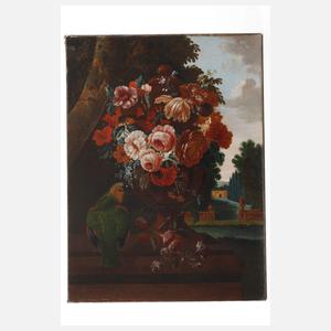 Blumenstillleben mit Papagei
