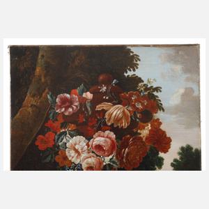 Blumenstillleben mit Papagei