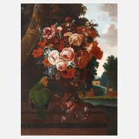 Blumenstillleben mit Papagei111