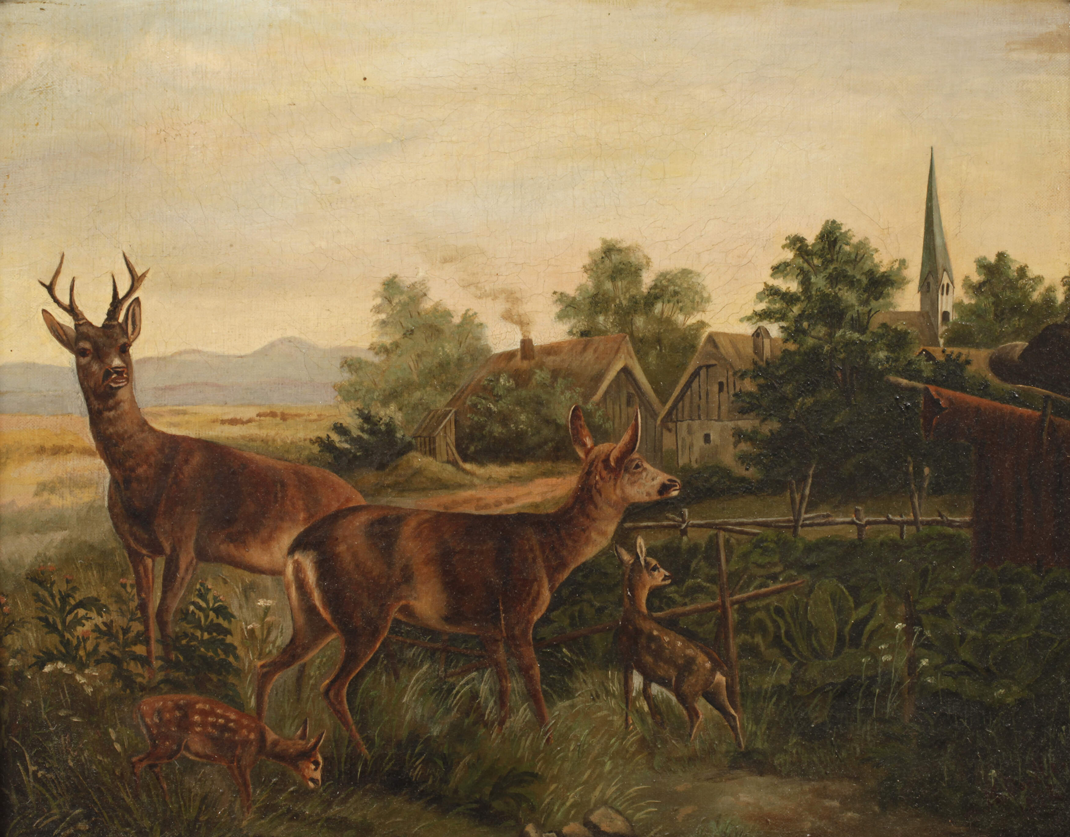 M. Doelle, Rehe vor Dorf