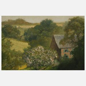 H. Hartung, Haus hinter blühenden Bäumen