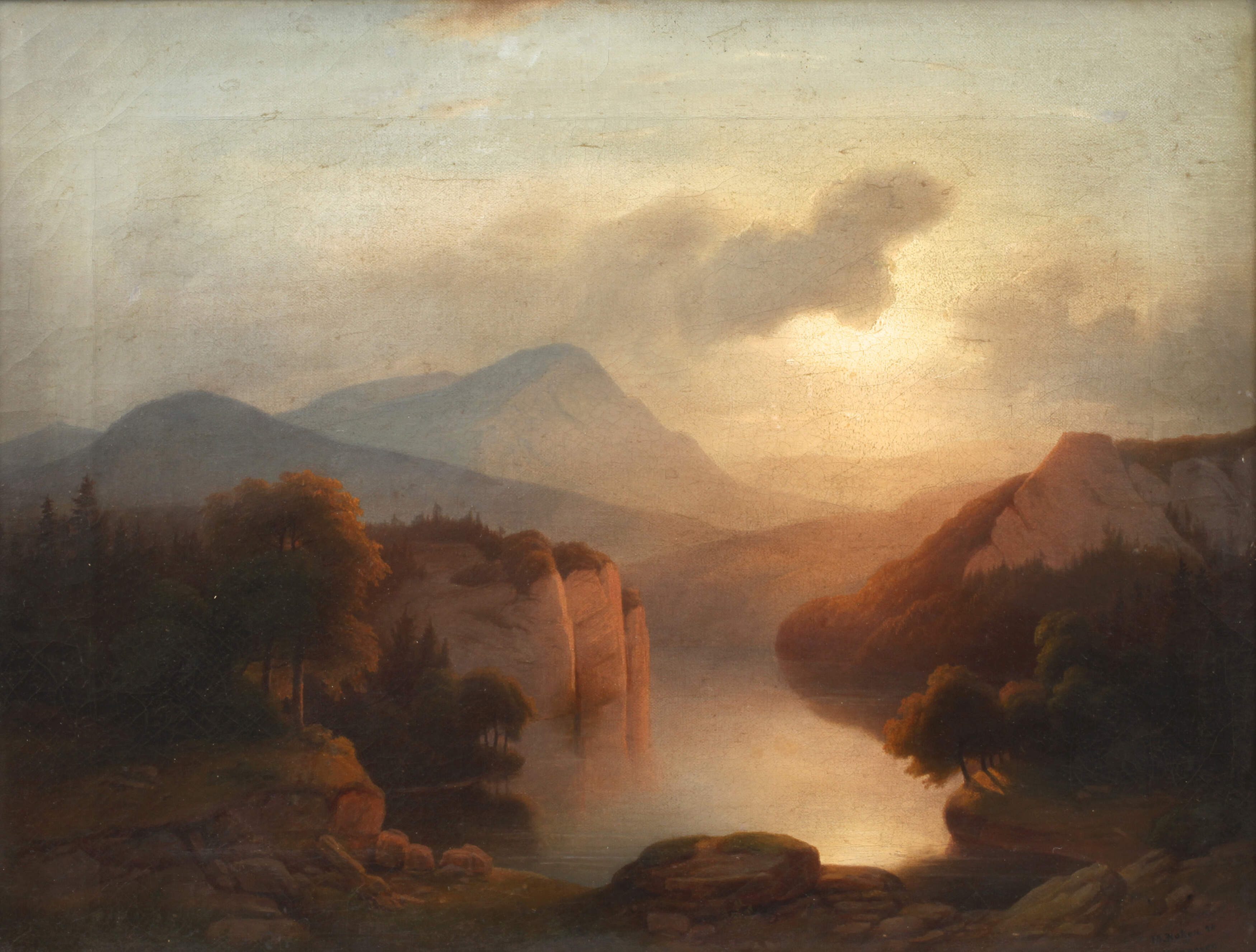 Edmund Koken, Romantische Landschaft mit See