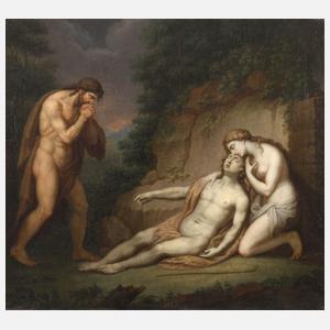 János Mihály Hesz, attr., Adam & Eva betrauern Abel