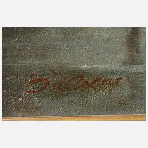 B. Oscar, Kind mit Hund auf einem Bootssteg