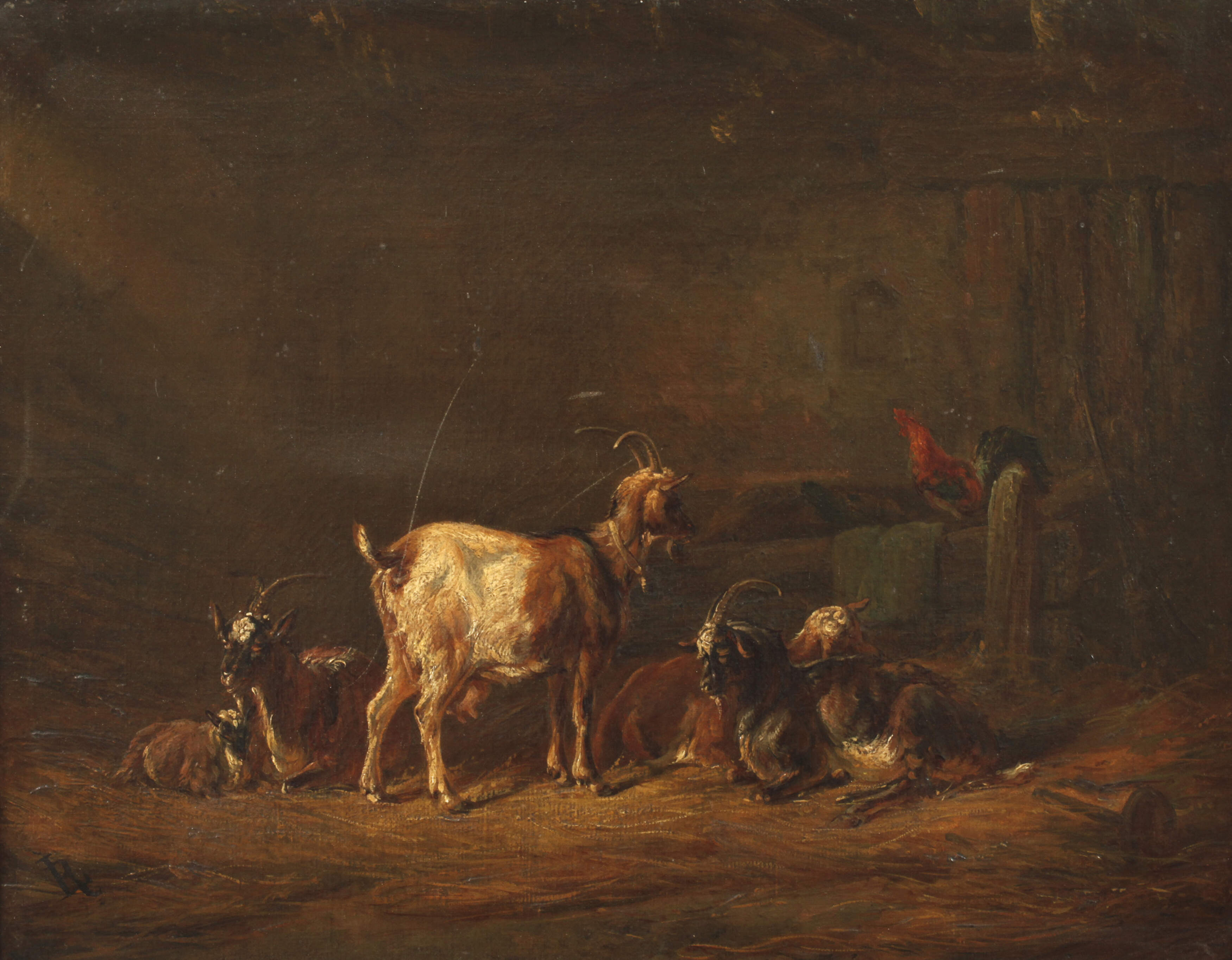 Louis Reinhardt, attr., Im Ziegenstall