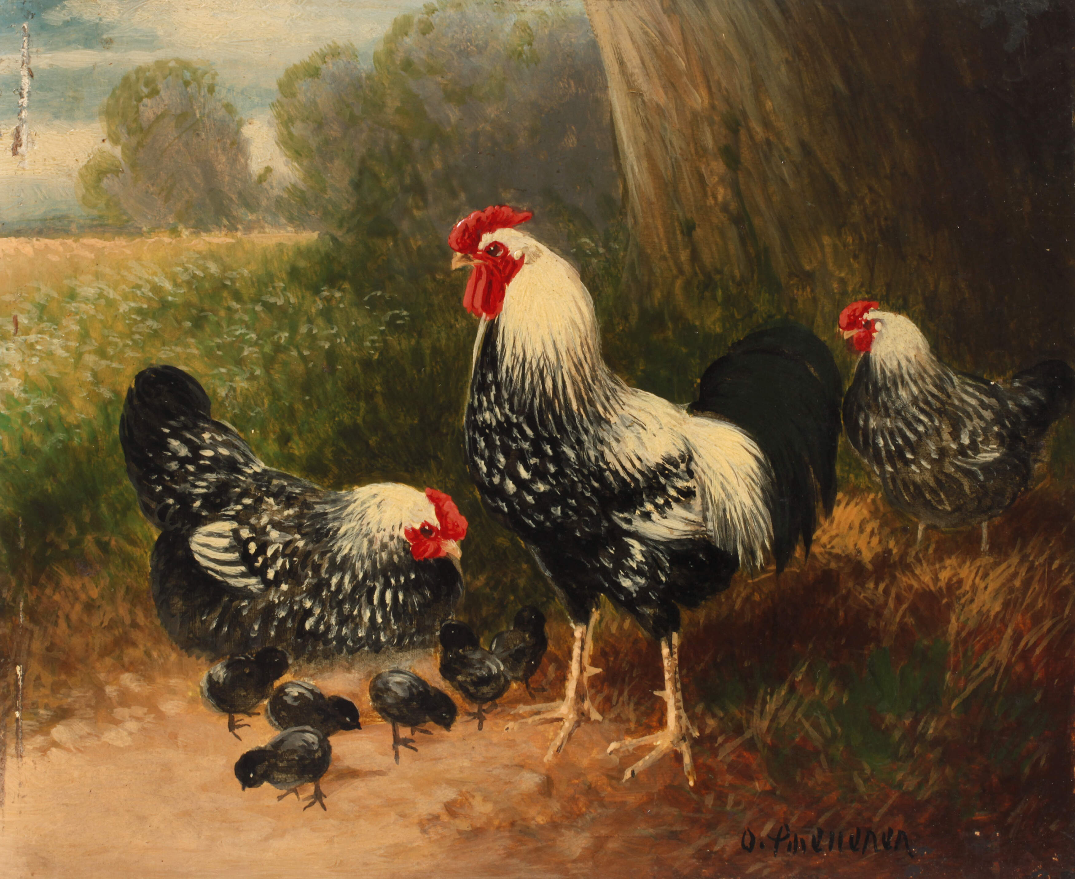 Otto Scheuerer, Hühnerfamilie