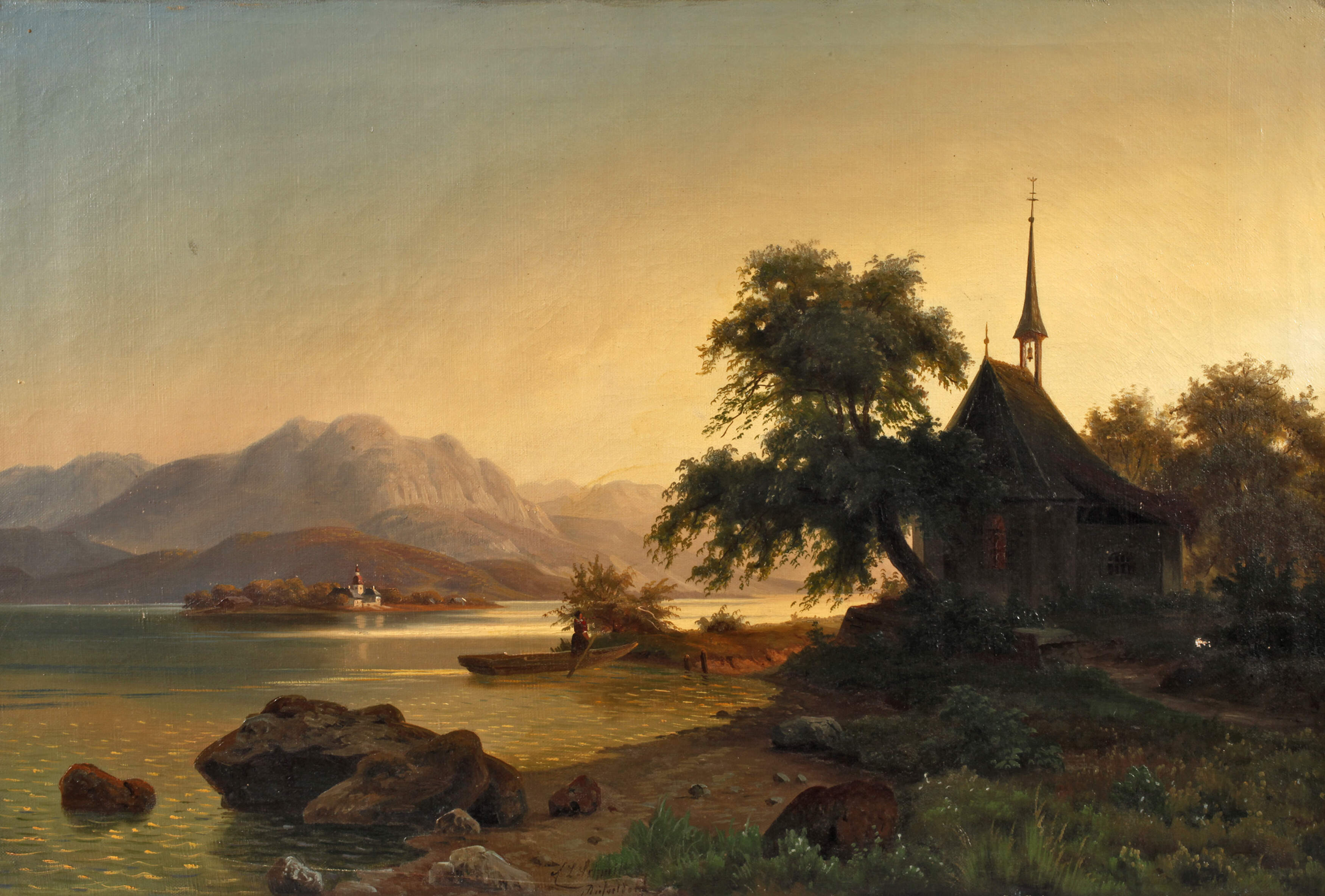 Carl Ludwig Schmitz, Romantische Seelandschaft