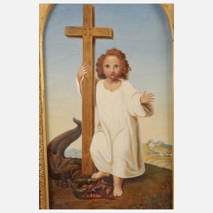 Der junge Christus mit Kreuz und Drache