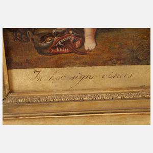 Der junge Christus mit Kreuz und Drache