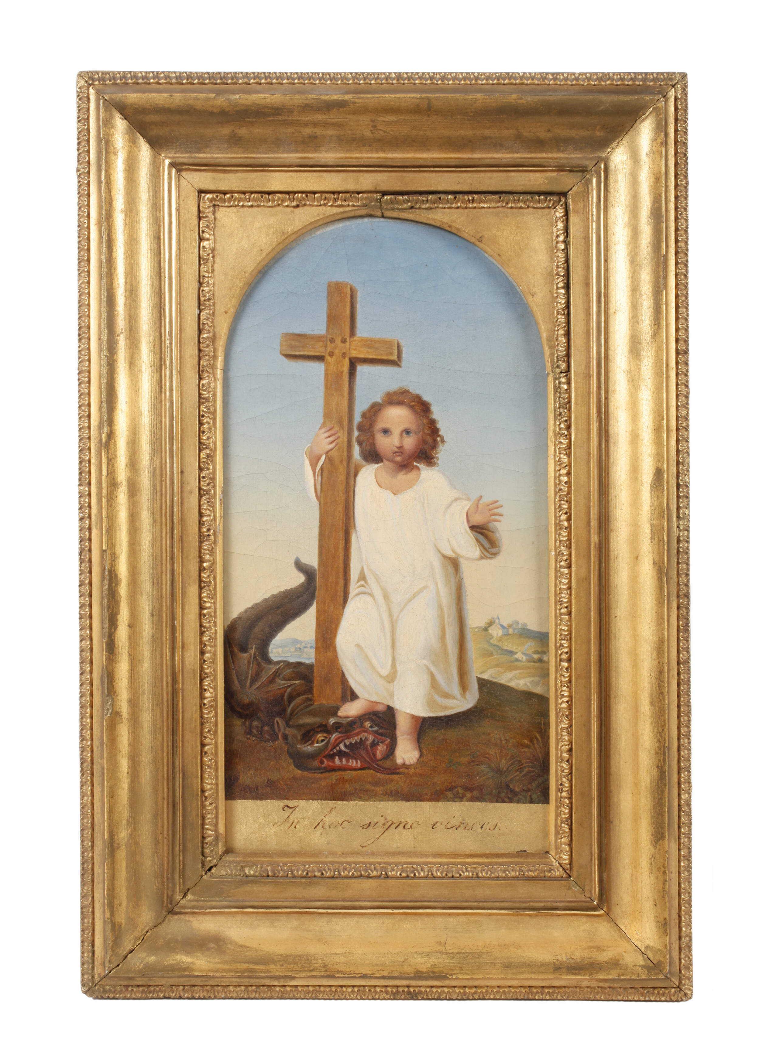 Der junge Christus mit Kreuz und Drache