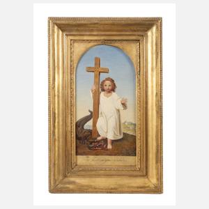 Der junge Christus mit Kreuz und Drache