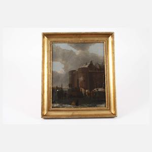 Niederländisches Eisvergnügen vor Festungsanlage