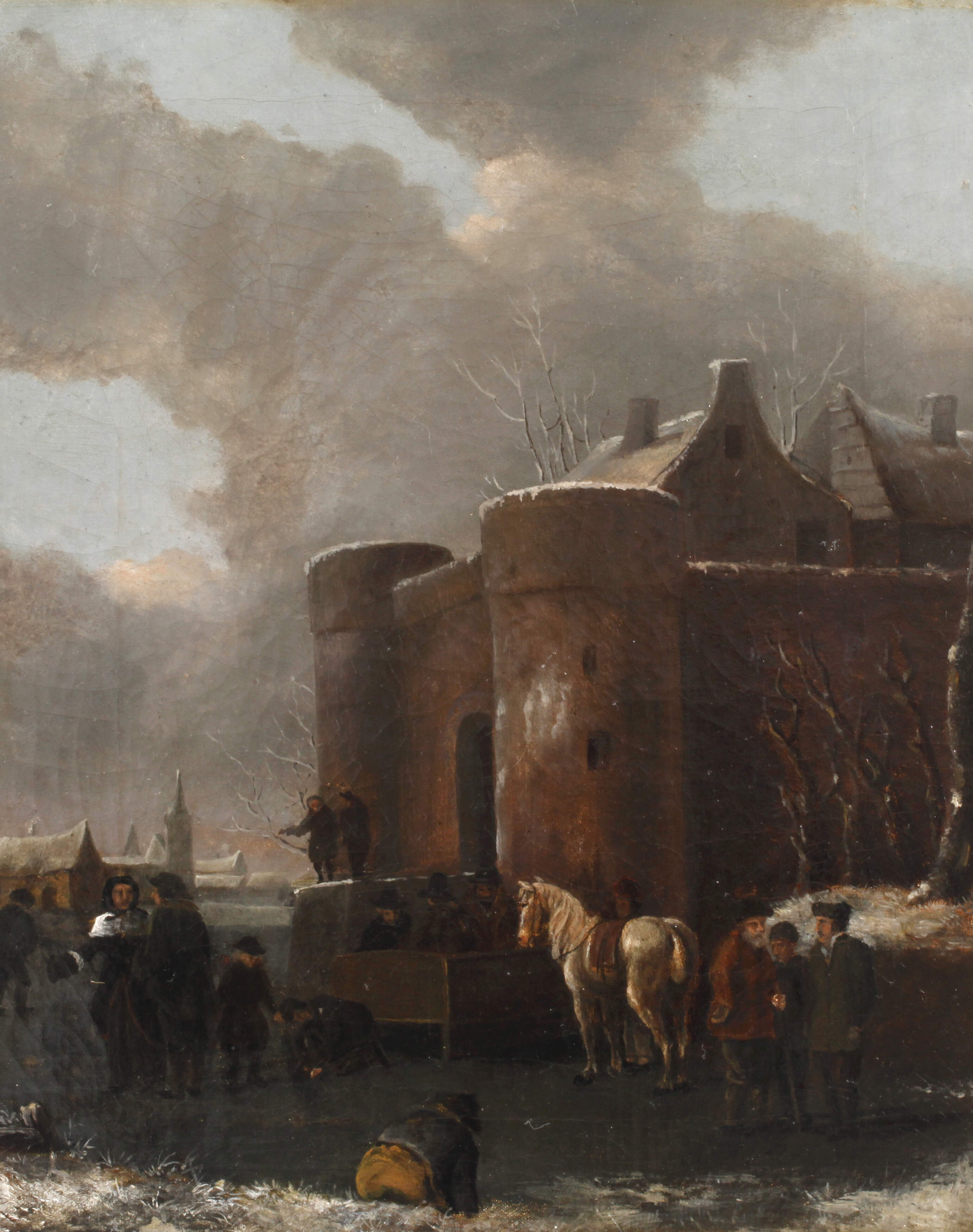 Niederländisches Eisvergnügen vor Festungsanlage