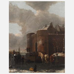 Niederländisches Eisvergnügen vor Festungsanlage