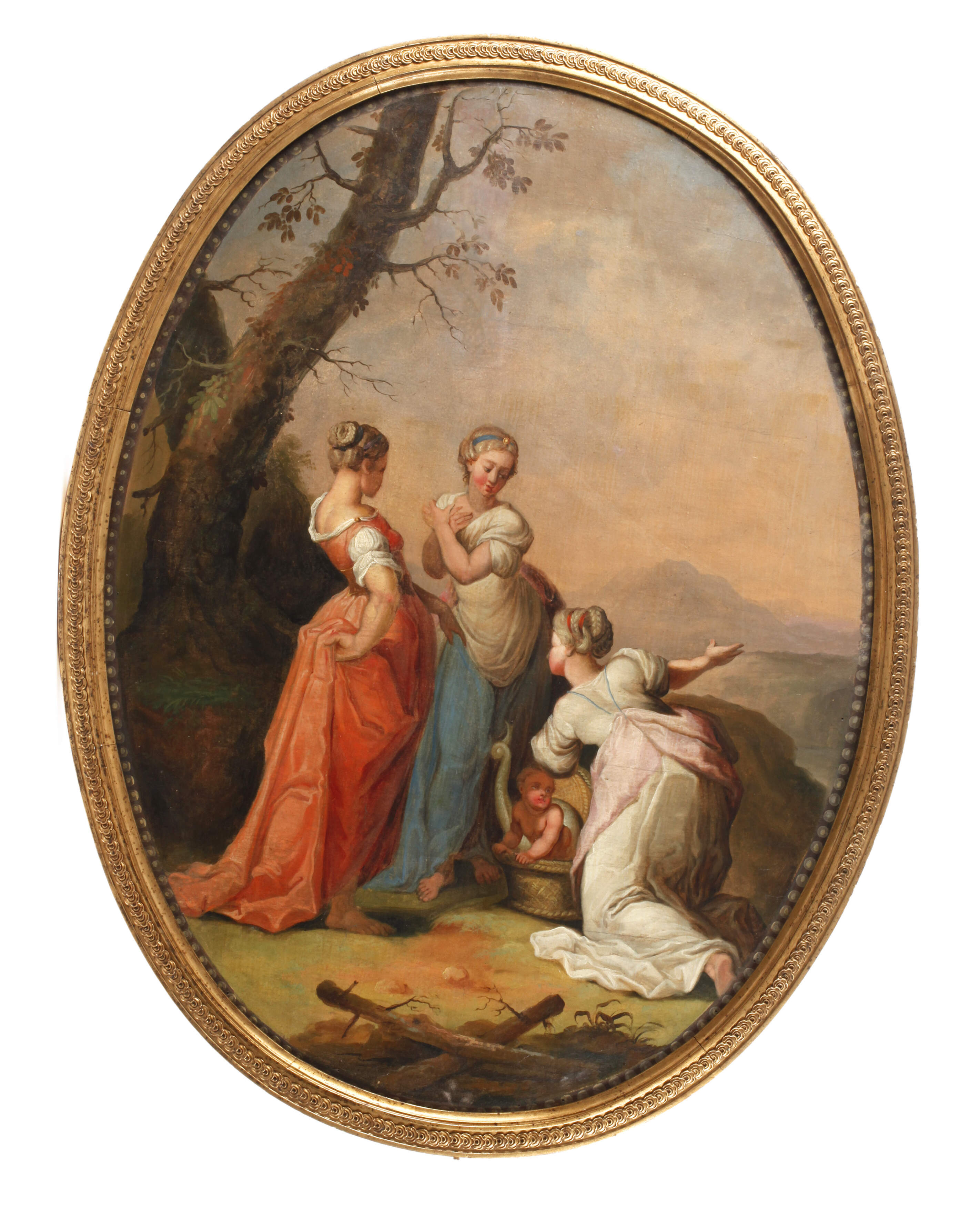 Drei Frauen in abendlicher Landschaft