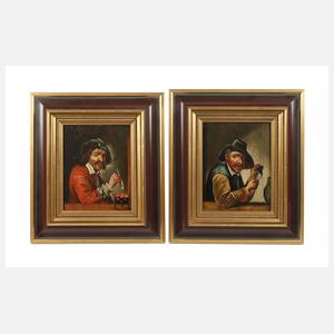 Paar Genreszenen Trinker & Raucher