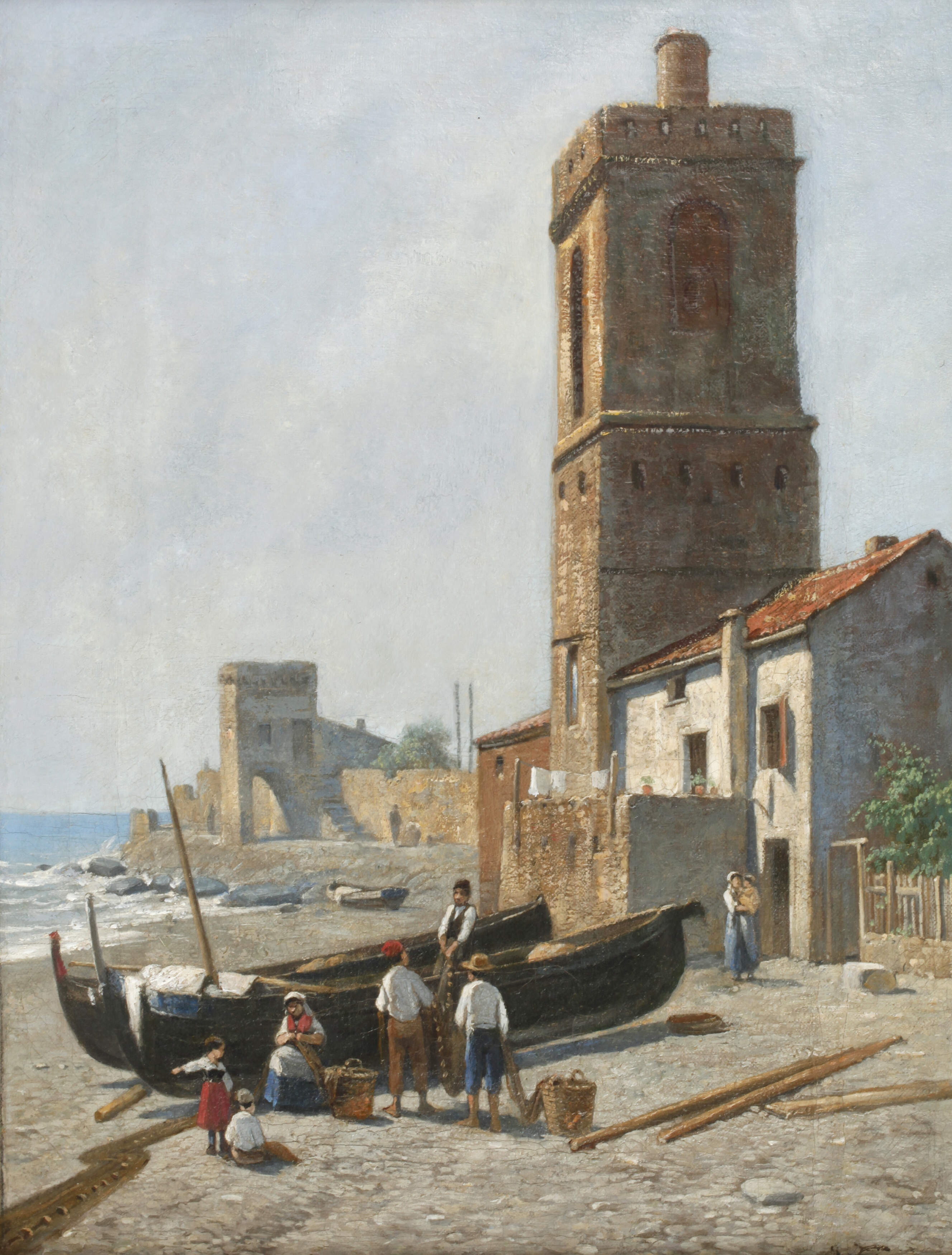 Jacques Carabain, Fischerfamilie am Strand