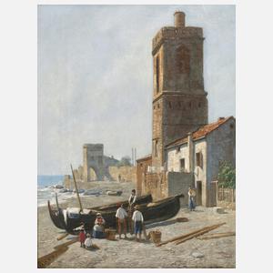 Jacques Carabain, Fischerfamilie am Strand