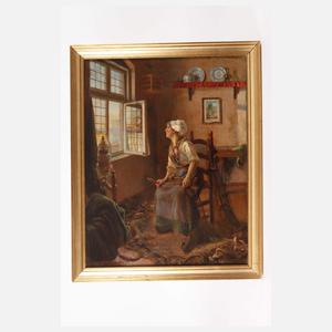 Ingeborg Christensen, Fischerfrau beim Netze flicken