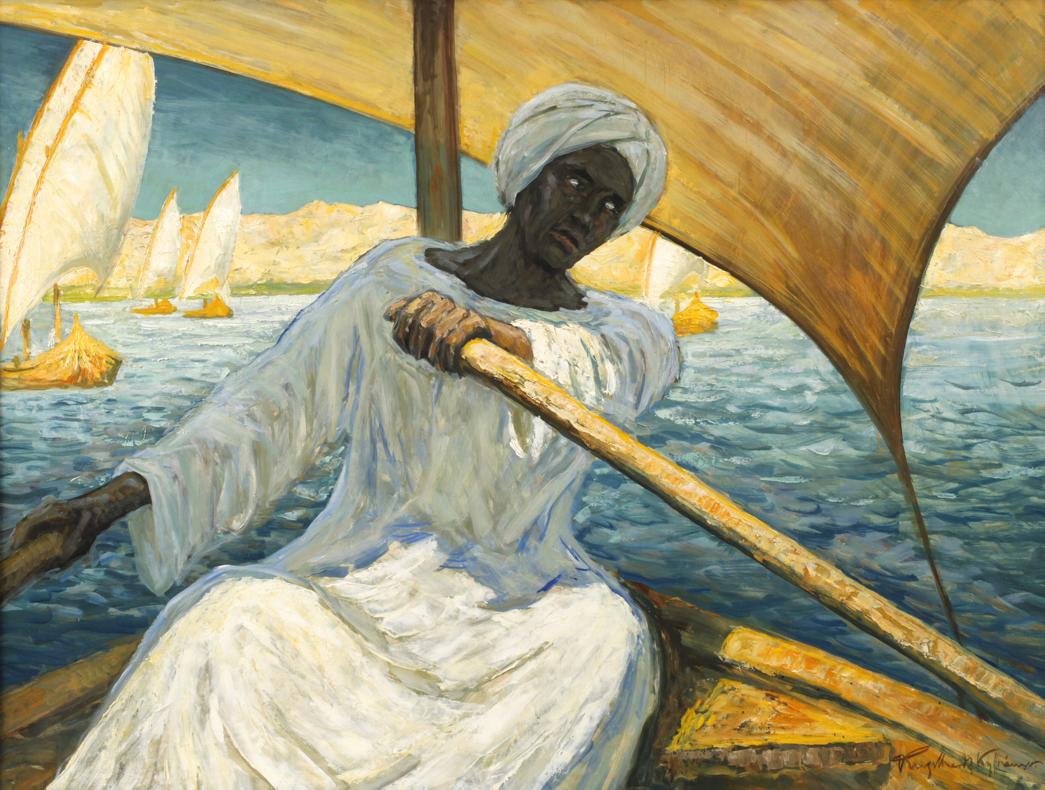 Otto Engelhardt-Kyffhäuser, Rudernder Nubier