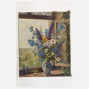 Willi Freitag, Sommerblumenstrauß im Fenster