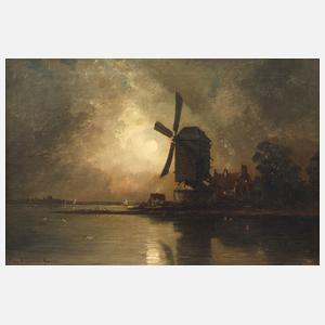 F. von Herrenburger, Windmühle im Mondenschein
