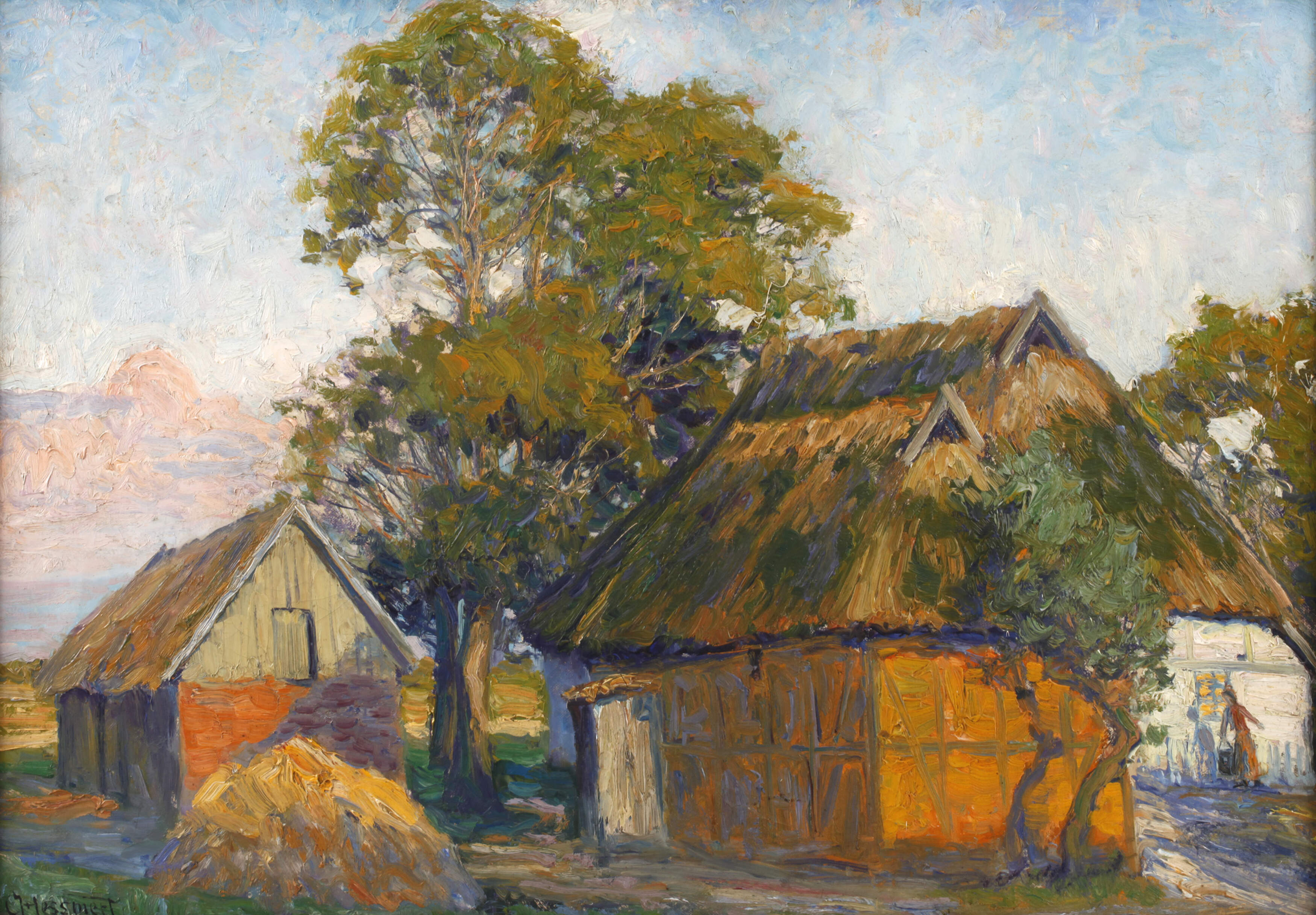 Carl Hessmert, "Abend-Gehöft in Pommern"