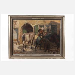 Adolf Hosse, Pferde beim Hufschmied