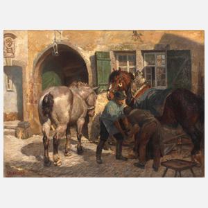 Adolf Hosse, Pferde beim Hufschmied