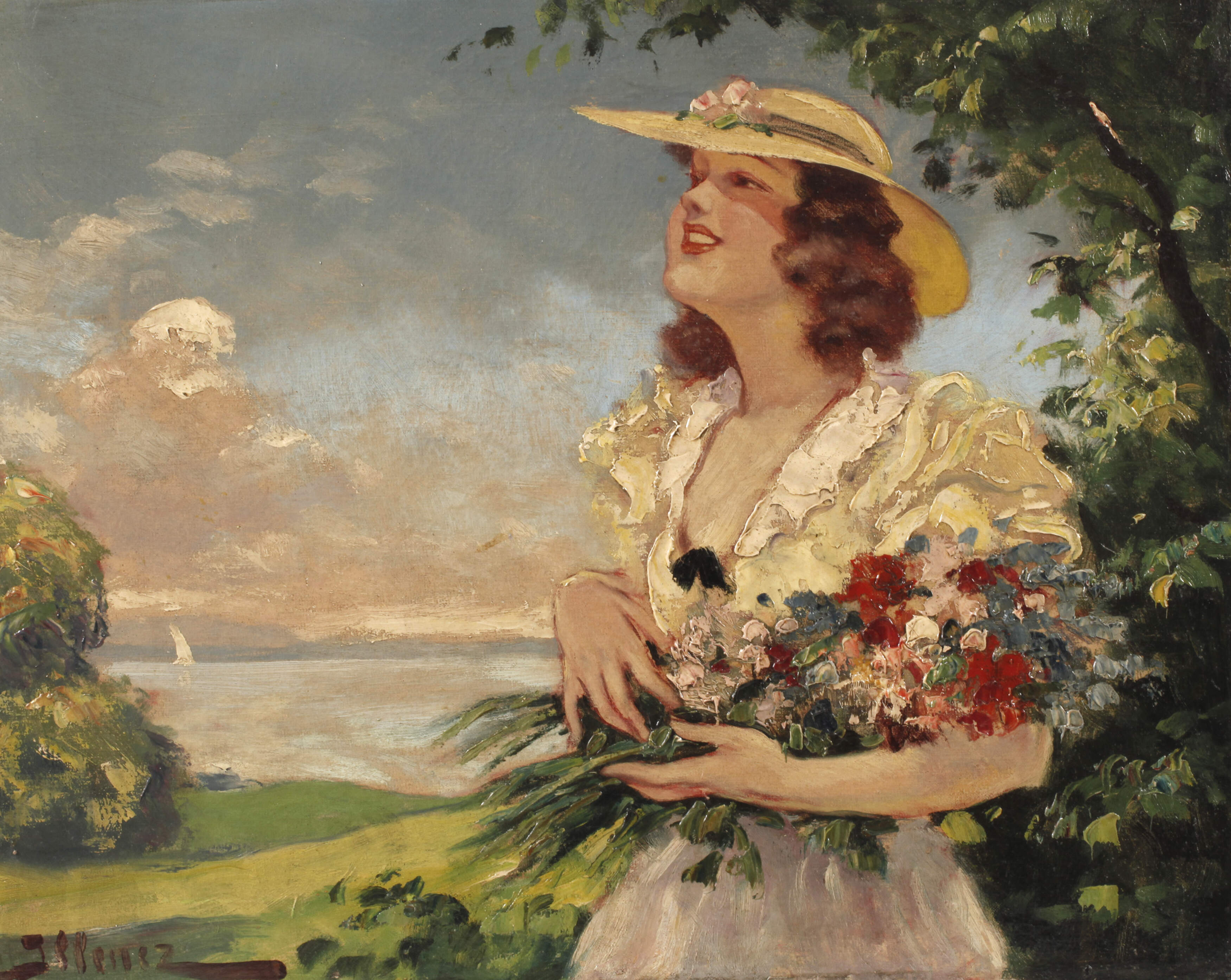 Lipòt Illencz, Junge Frau am Seeufer