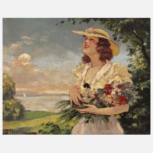 Lipòt Illencz, Junge Frau am Seeufer