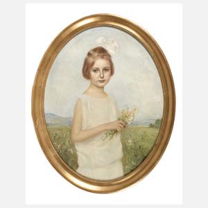 E. Mock, Mädchen auf Sommerwiese