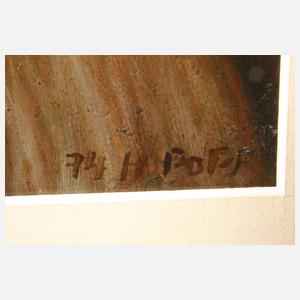 H. Popp, Junge Frau mit Hut und Ratte