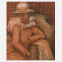 H. Popp, Junge Frau mit Hut und Ratte111