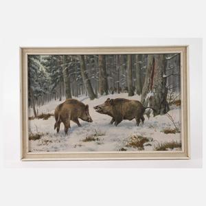 Friedrich Reimann, Wildschweine im Winterwald