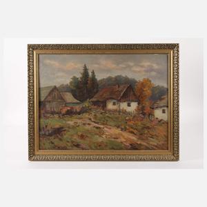 Oldrich Slavik, attr., Herbstlicher Dorfansicht
