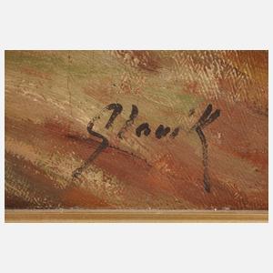 Oldrich Slavik, attr., Herbstlicher Dorfansicht