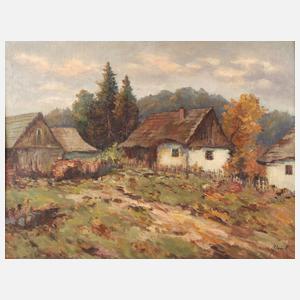 Oldrich Slavik, attr., Herbstlicher Dorfansicht