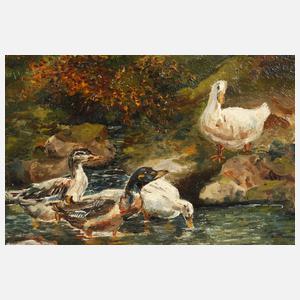 F. Walter, Enten am Brunnen