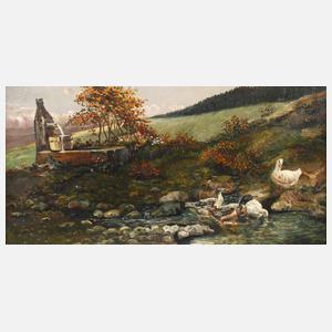 F. Walter, Enten am Brunnen
