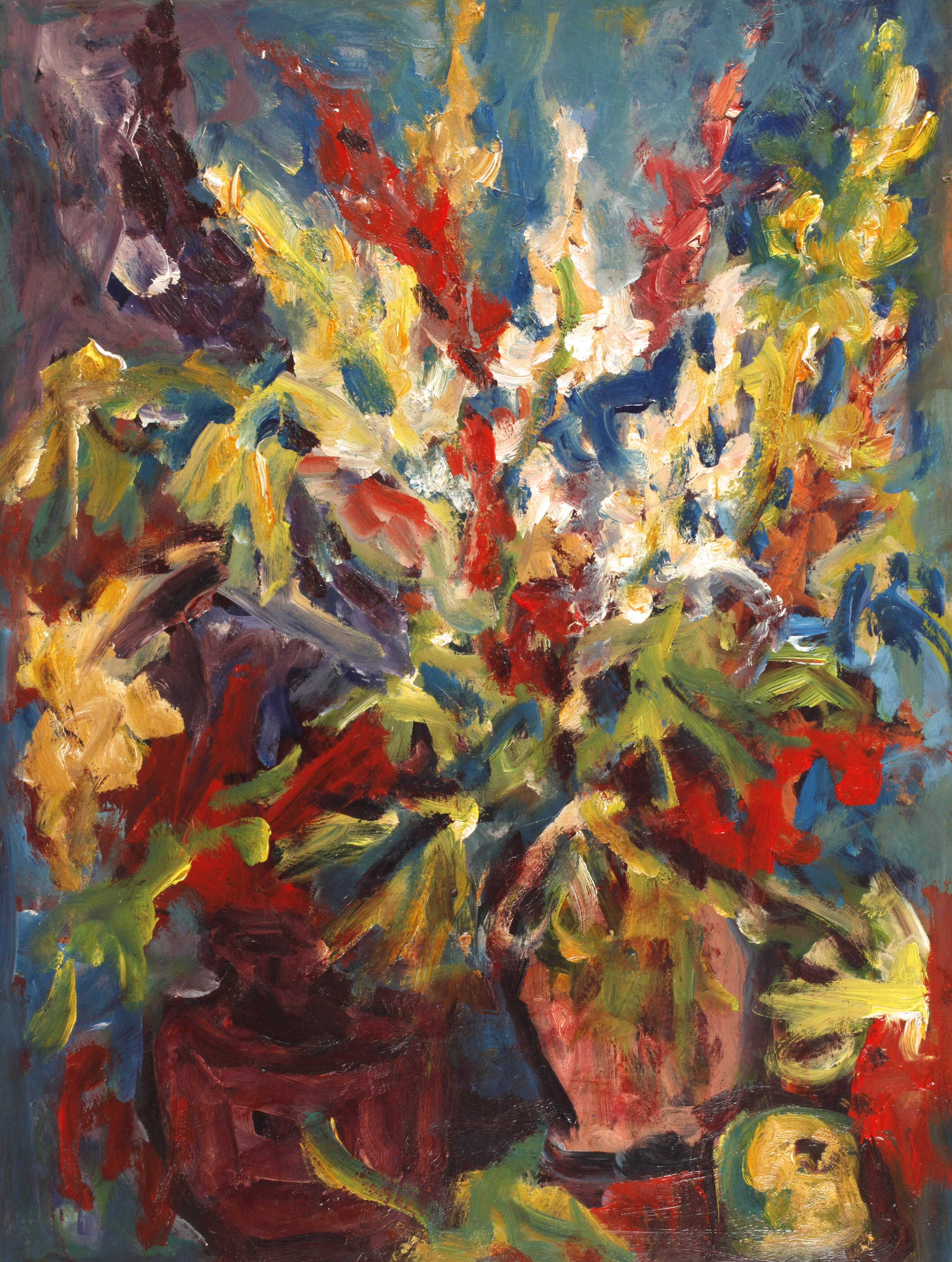 Paul Werner, Blumenstück mit Vase und Apfel